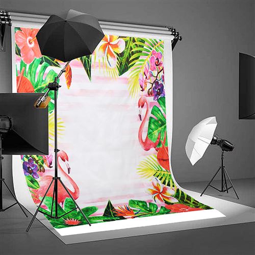 1 Pcs 5ftx5ft Flamants Fleurs Plantes Photo Toile de Fond Étanche De Noël