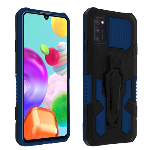 Avizar Coque pour Samsung Galaxy A41 Antichoc Béquille et Clip Ceinture Métallique Bleu