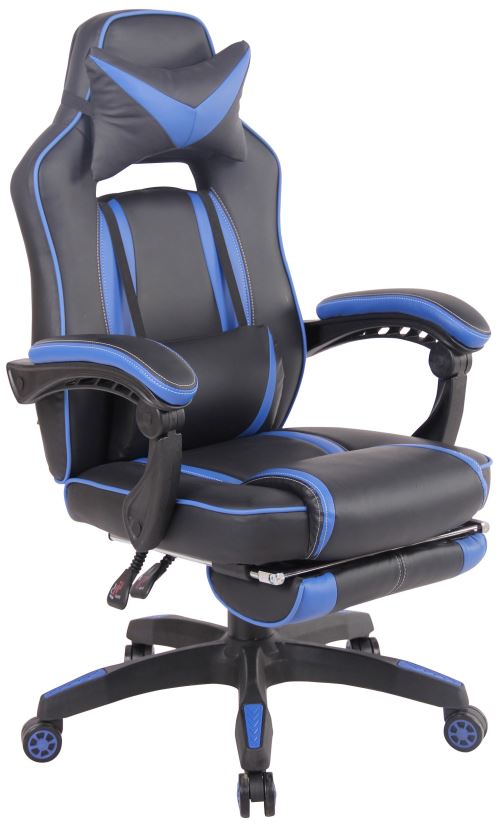 Fauteuil de bureau Heat en Similicuir - chaise de bureau inclinable, Hauteur réglable, Pivotante - Couleur Noir/Bleu