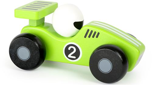 Small Foot voiture de course en bois vert/blanc 13 x 6 cm
