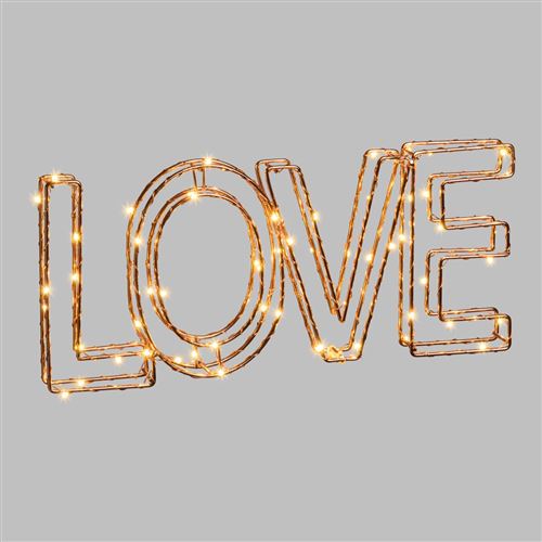 Ecriture 3D lumineuse en métal - 35 x 15 cm - Love