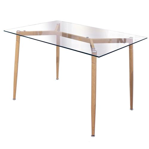 Verena - Table Repas Rectangulaire Plateau en Verre