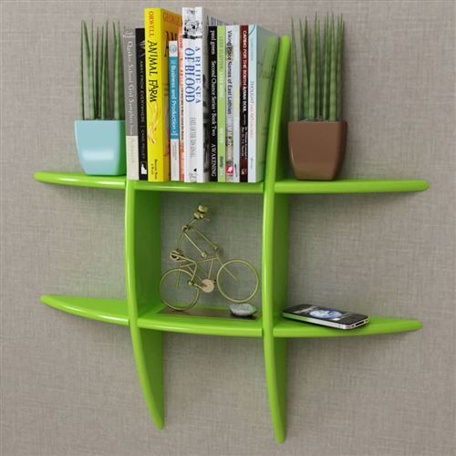 vidaXL Etagère murale en MDF Vert pour DVD/Livres