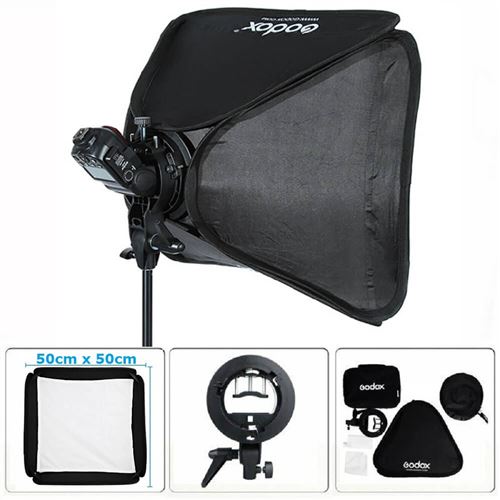 Kit Godox SF-UV 50 - Kit Softbox + Fixation Type-S Bowens pour Flash SpeedLite