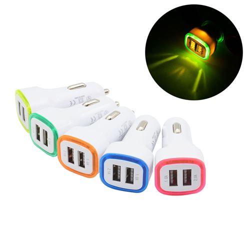 Double Adaptateur LED Prise Allume Cigare USB pour Huawei P9 Smartphone Double 2 Ports Voiture Chargeur Universel (VERT)