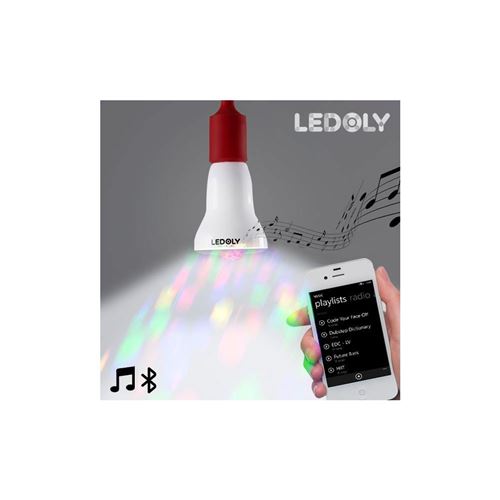 bitblin Ledoly C1000 Ampoule LED Bluetooth avec haut-parleur E27, 7 W, blanc, 8,5 x 14,5 cm