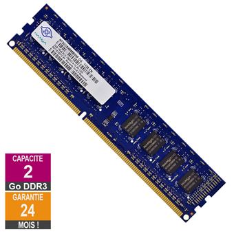 Barrette Mémoire 2Go RAM DDR3 Nanya NT2GC64B88B0NF-CG PC3-10600U 1333MHz 1Rx8 - 1
