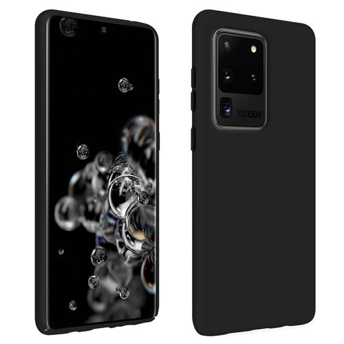 Avizar Coque pour Galaxy S20 Ultra Semi-rigide Soft Touch Compatible QI Noir