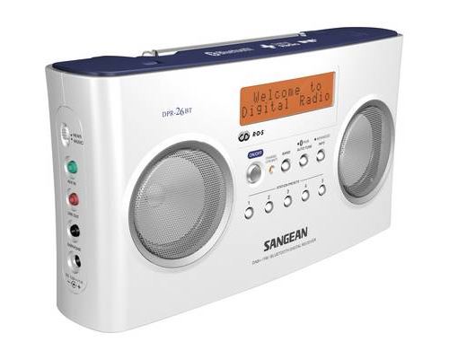 DAB+ Sangean DPR-26 BT AUX, Bluetooth fonction de charge de la batterie blanc