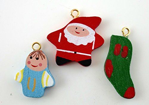 Maison de poupée miniature 3 pièces 58 Décorations de Noël en bois plat SET M6078
