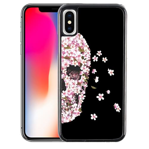 Coque pour iPhone XS crane fleurs