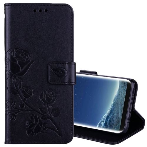 Galaxy S8 + / G955 Housse Etui Cuir PU Fleurs Relief Noir ALS52505