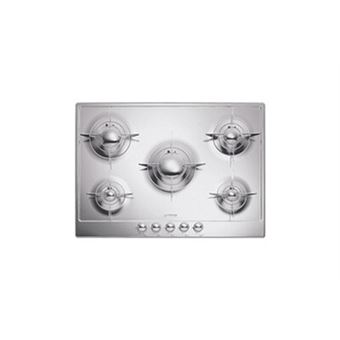 Smeg Piano Design P705ES - Table de cuisson au gaz - 5 plaques de cuisson - Niche - largeur : 55.5 cm - profondeur : 47.8 cm - inox poli