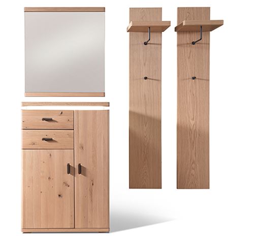 Ensemble séjour en bois coloris chêne sombre bianco + LED -PEGANE-