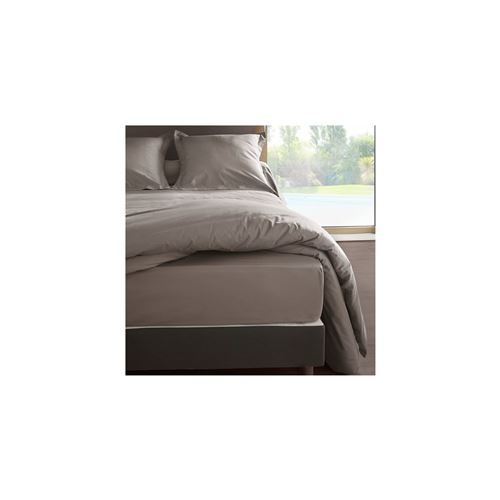 Drap housse percale M&eacute;line 2 LABELISSIM - Gris Cendre - 90 x 190 cm