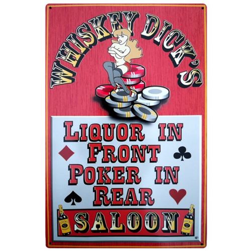 Cards Picture Plaque Liquor Up Front Poker In The Rear Large Metal Sign Chapas Y Placas De Cava