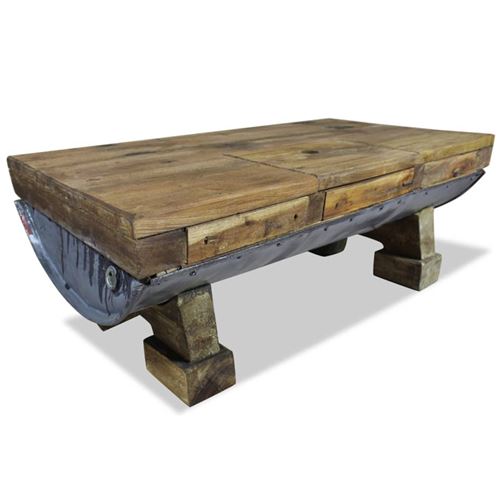 vidaXL Table basse Bois de récupération massif 90 x 50 x 35 cm