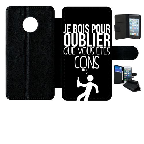 Etui à rabat motorola moto g5 je bois pour oublier que vous etes con 1