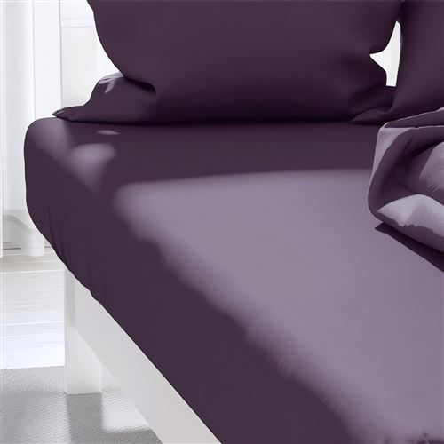 Drap housse uni 90x190 cm ZZZ violine