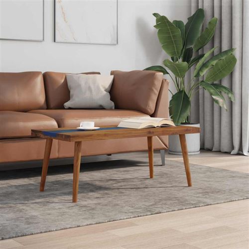 Vidaxl Brun Table Basse Teck Résine 100 X 50 X 40 Cm