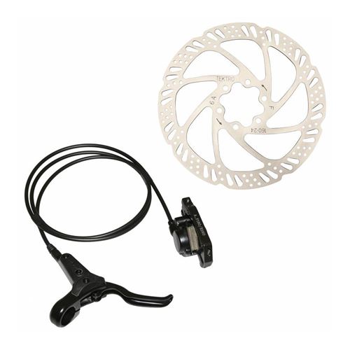 Frein a disque vtt hydraulique tektro auriga 2.85 noir arriere avec disque 160mm et adaptateur (kit) utilise les plaquette deore