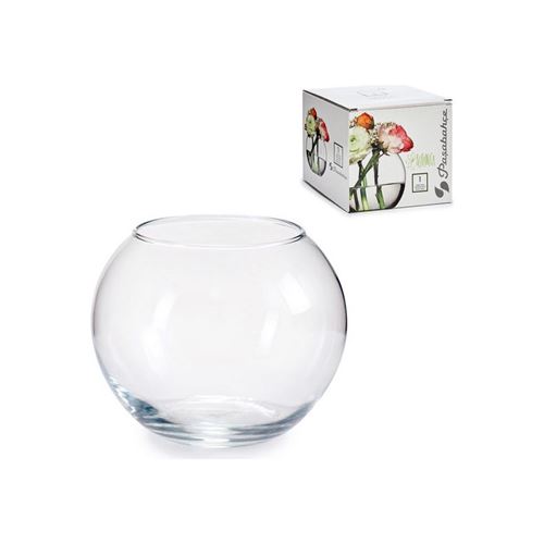 Petit vase boule en verre transparent - diamètre 12cm