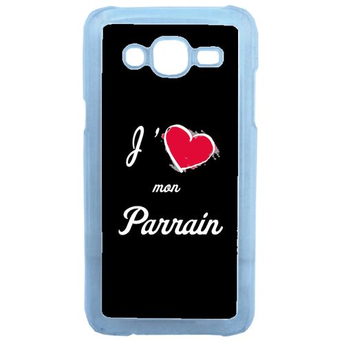 Coque J'aime Mon Parrain Fond Noir Compatible Samsung Galaxy J5 Transparent
