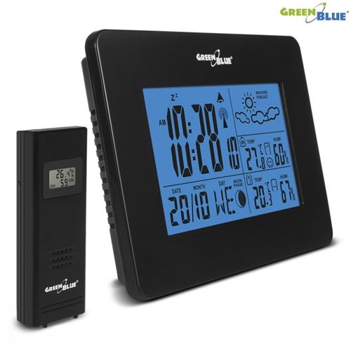 Greenblue gb146 station météorologique avec capteur externe fonction dalarme prévisions météo date de température humidité affi