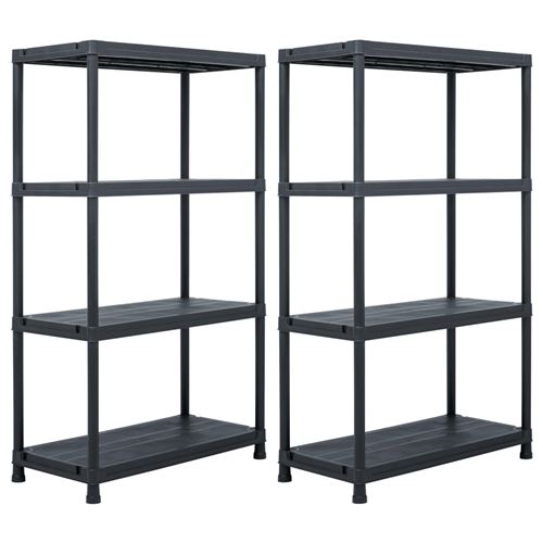 vidaXL Opbergrekken 2 st 200 kg 80x40x138 cm kunststof zwart