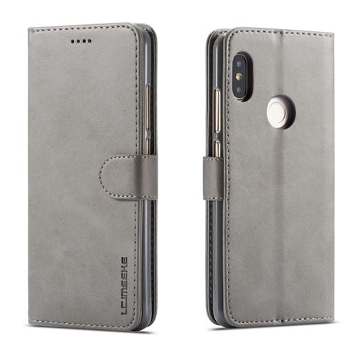 Etui en PU flip lc.imeeke gris pour votre Xiaomi Redmi Note 5 Pro/Note 5