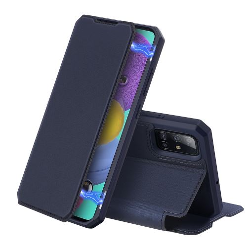 Etui en PU flip magnétique avec porte-carte bleu pour votre Samsung Galaxy A51