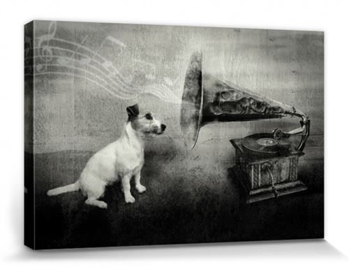 Chiens Poster Reproduction Sur Toile, Tendue Sur Châssis - His Master's Voice, Jack Russell Terrier (20x30 cm)