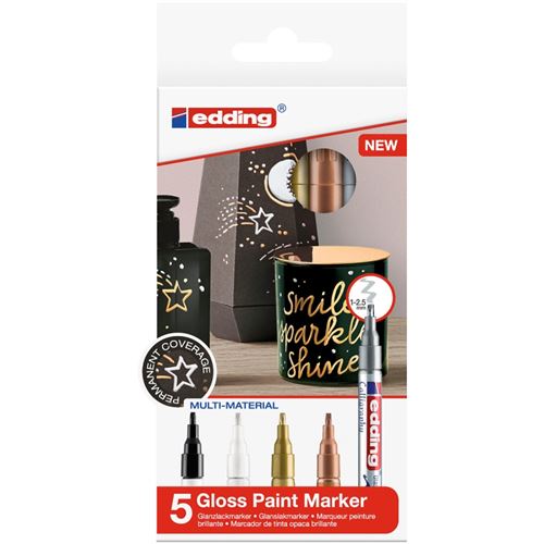 Marqueurs Peinture Edding 753 Pointe Calligraphie - Métallique - 5 pcs
