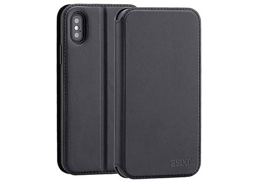 Étui à Rabat pour iPhone XS 3Sixt SlimFolio - Noir
