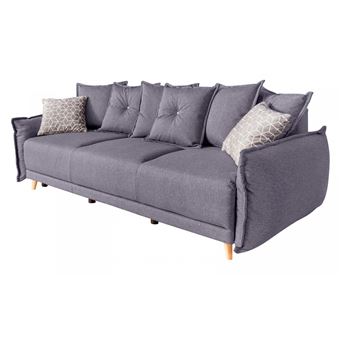 Bobochic Canapé 3 Places Convertible Coffre Lena Gris Clair