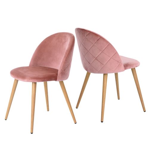 Lot De 2 Chaises Scandinave Velours Rose Meuble Express Pied En