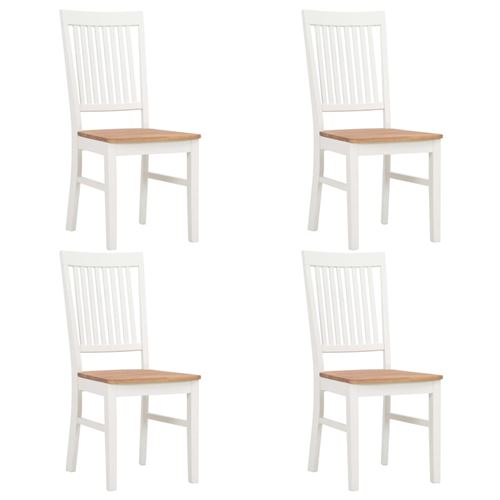 vidaXL Chaises de salle à manger 4 pcs Blanc Bois de chêne solide