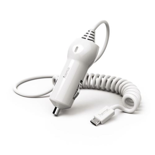 Chargeur pour voiture, micro-USB, 2,4 A, blanc