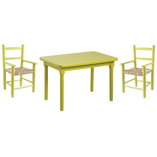 Aubry Gaspard - Salon enfant 1 table 2 fauteuils anis