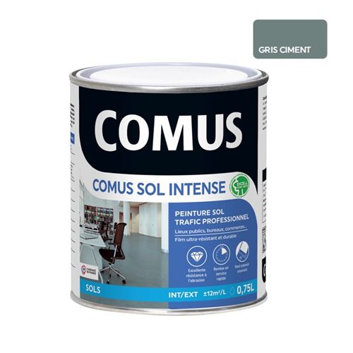 Comus Sol Intense Gris Ciment 0,75l Peinture Sols Intérieurs Et Extérieurs, Trafic Intense/professionnel