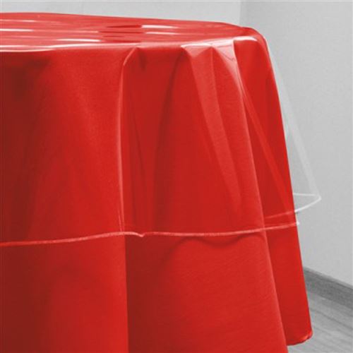 Toile cirée de protection ronde 140 cm transparente - Linge de table imperméable