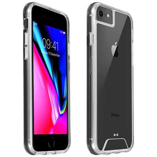 Avizar Coque pour iPhone SE 2022, 2020 et 8, 7, 6S, 6 Cristal Bi-matière Avizar Transparent