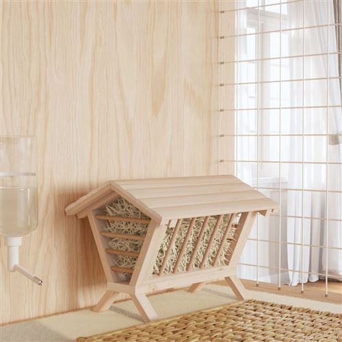 Comparer les prix de vidaXL Mangeoire à foin pour lapins 44x33x33 cm bois massif de sapin
