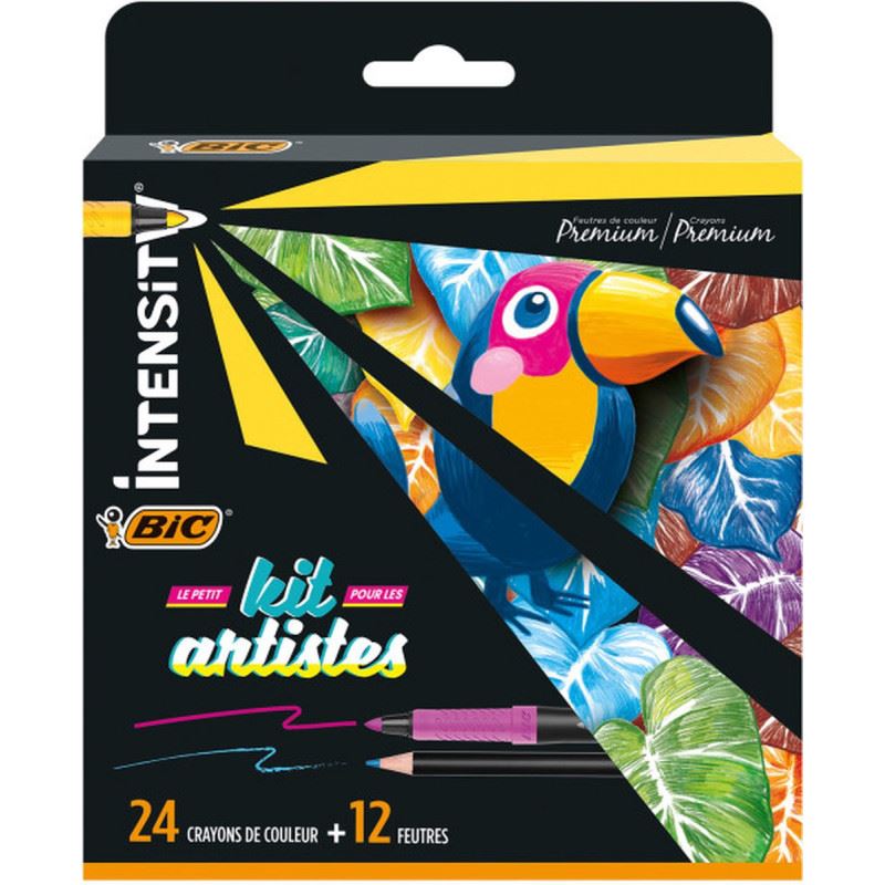 Kit De Coloriage BIC Intensity 60 Pièces - Feutres, Crayons De Couleur, Cahiers Anti-stress, Pour Adultes Et Enfants Coffret Créatif 60 Pièces