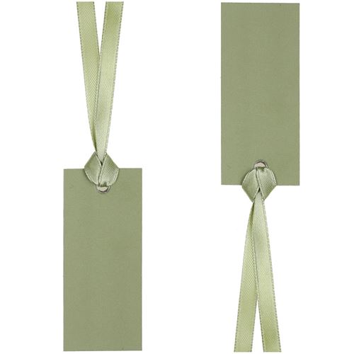 Marque-place rectangle avec ruban vert Olive/Sauge (x12) REF/3312 étiquette, porte-nom...
