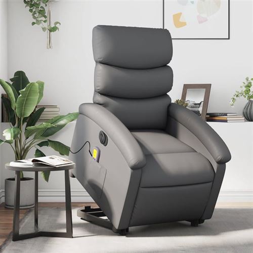 vidaXL - Fauteuil de relaxation - Inclinable électrique - Massage - Gris - Image 2