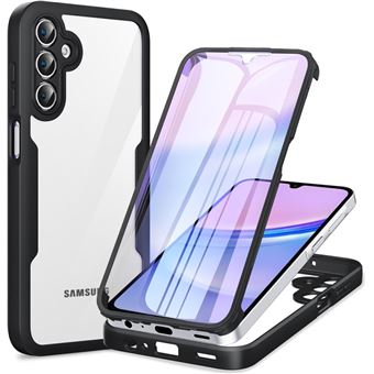 Coque Noir pour Samsung Galaxy A15 4G/5G avec Protection D'écran, 360 integrale Antichoc Rigide PC/Souple TPU Gel Silicone - HQSELECTION® - 1
