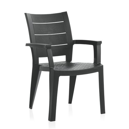 Lot de 20 chaises de jardin Pegane en résine grise, hauteur 90 cm, empilables pour extérieur - Image 3