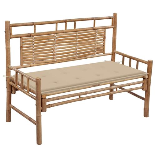 VIDAXL  - Banc de jardin avec coussin 120 cm Bambou Beige