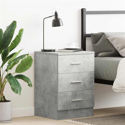 vidaXL Table de chevet Gris béton 38 x 35 x 56 cm Aggloméré
